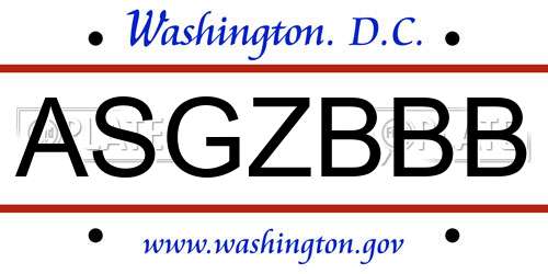 ASGZBBB District Of Columbia License Plate