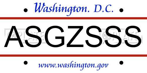 ASGZSSS District Of Columbia License Plate