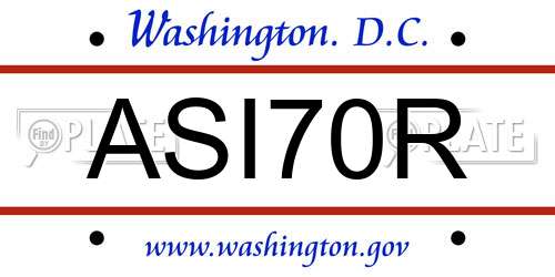 ASI70R District Of Columbia License Plate