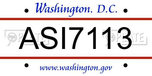 ASI7113 District Of Columbia License Plate