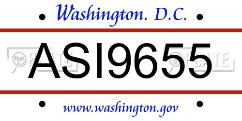 ASI9655 District Of Columbia License Plate