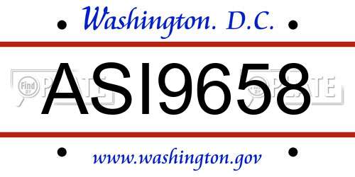 ASI9658 District Of Columbia License Plate