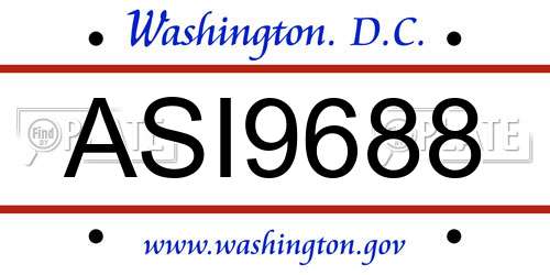ASI9688 District Of Columbia License Plate