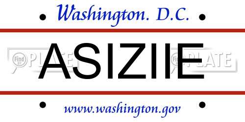 ASIZIIE District Of Columbia License Plate