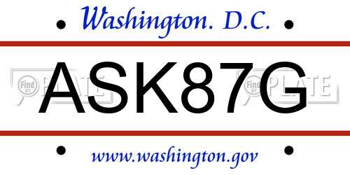 ASK87G District Of Columbia License Plate