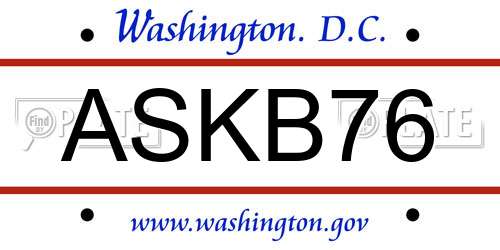 ASKB76 District Of Columbia License Plate