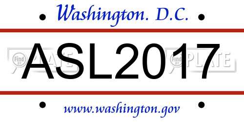 ASL2017 District Of Columbia License Plate