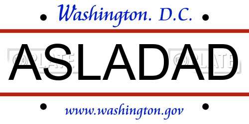 ASLADAD District Of Columbia License Plate
