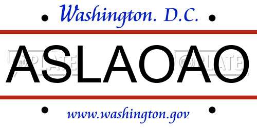 ASLAOAO District Of Columbia License Plate