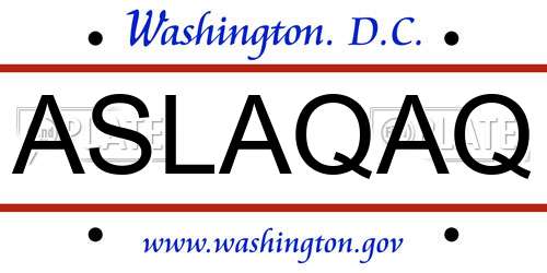 ASLAQAQ District Of Columbia License Plate