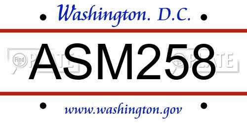 ASM258 District Of Columbia License Plate