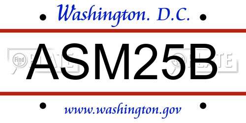 ASM25B District Of Columbia License Plate