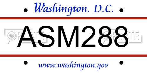 ASM288 District Of Columbia License Plate