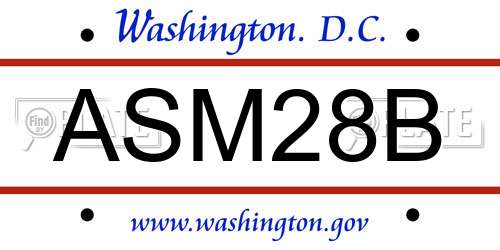 ASM28B District Of Columbia License Plate