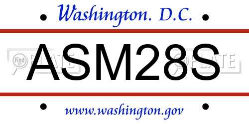 ASM28S District Of Columbia License Plate