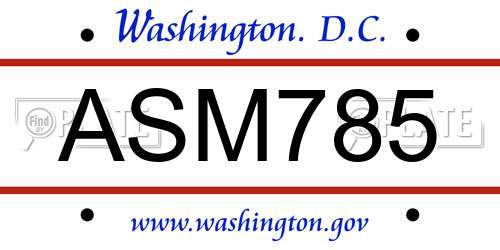 ASM785 District Of Columbia License Plate