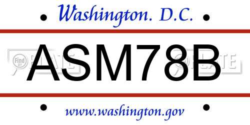 ASM78B District Of Columbia License Plate