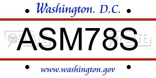 ASM78S District Of Columbia License Plate