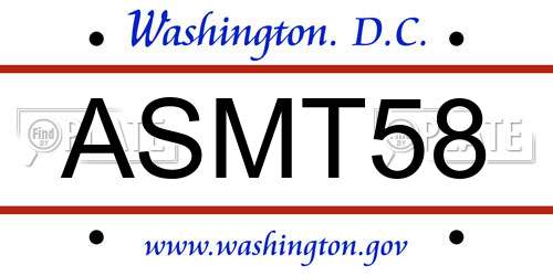 ASMT58 District Of Columbia License Plate
