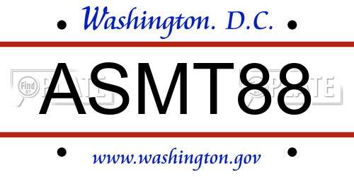 ASMT88 District Of Columbia License Plate