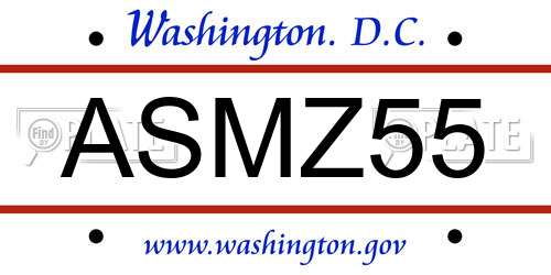 ASMZ55 District Of Columbia License Plate