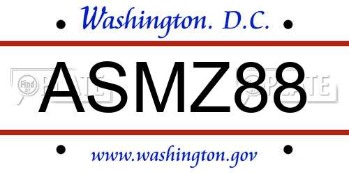 ASMZ88 District Of Columbia License Plate