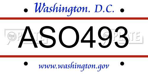 ASO493 District Of Columbia License Plate