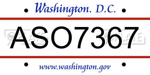 ASO7367 District Of Columbia License Plate
