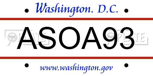 ASOA93 District Of Columbia License Plate