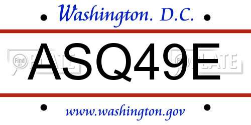ASQ49E District Of Columbia License Plate