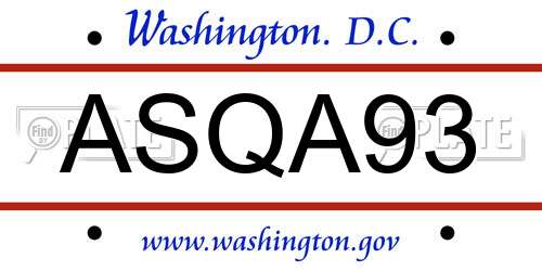 ASQA93 District Of Columbia License Plate