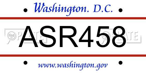 ASR458 District Of Columbia License Plate