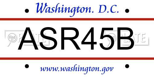 ASR45B District Of Columbia License Plate