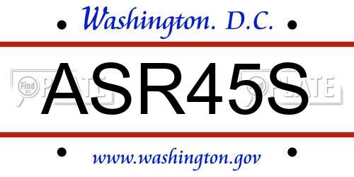 ASR45S District Of Columbia License Plate