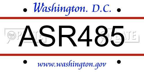 ASR485 District Of Columbia License Plate