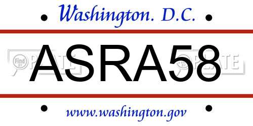 ASRA58 District Of Columbia License Plate