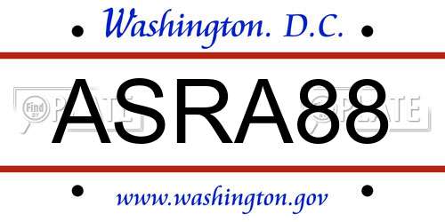 ASRA88 District Of Columbia License Plate