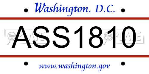 ASS1810 District Of Columbia License Plate