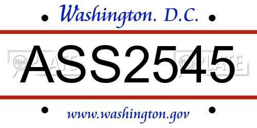 ASS2545 District Of Columbia License Plate