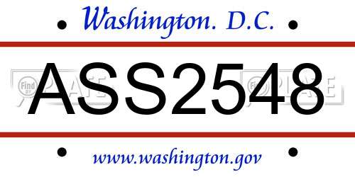 ASS2548 District Of Columbia License Plate