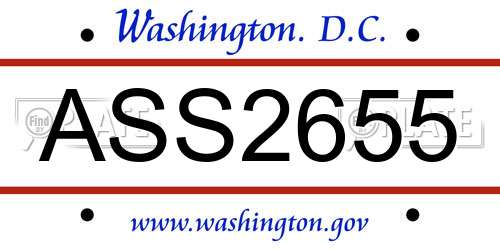 ASS2655 District Of Columbia License Plate