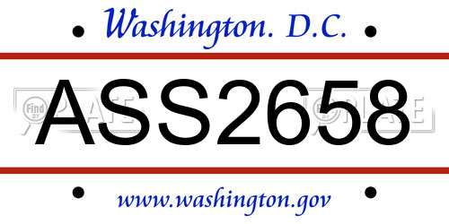 ASS2658 District Of Columbia License Plate