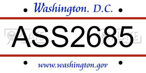 ASS2685 District Of Columbia License Plate