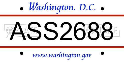 ASS2688 District Of Columbia License Plate