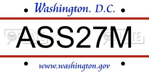 ASS27M District Of Columbia License Plate