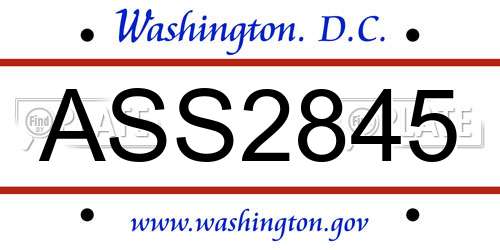 ASS2845 District Of Columbia License Plate