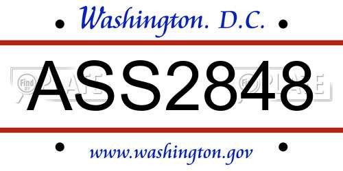 ASS2848 District Of Columbia License Plate