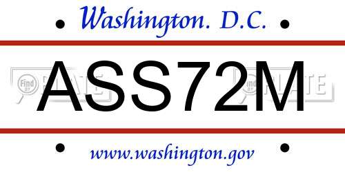 ASS72M District Of Columbia License Plate