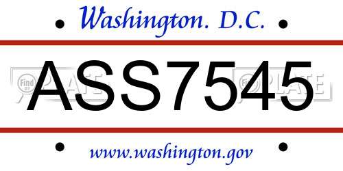 ASS7545 District Of Columbia License Plate
