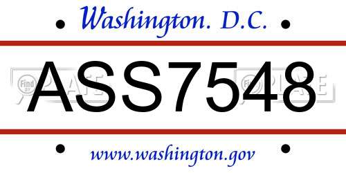 ASS7548 District Of Columbia License Plate